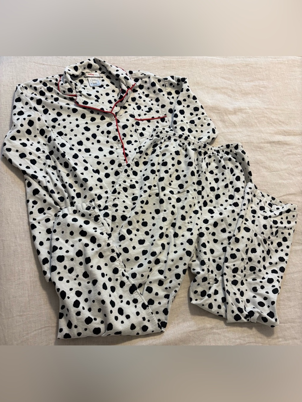 Vintage Disney Direct 101 Dalmatians Flannel Pajama Set Spot Print Womens Small